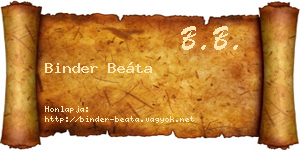 Binder Beáta névjegykártya